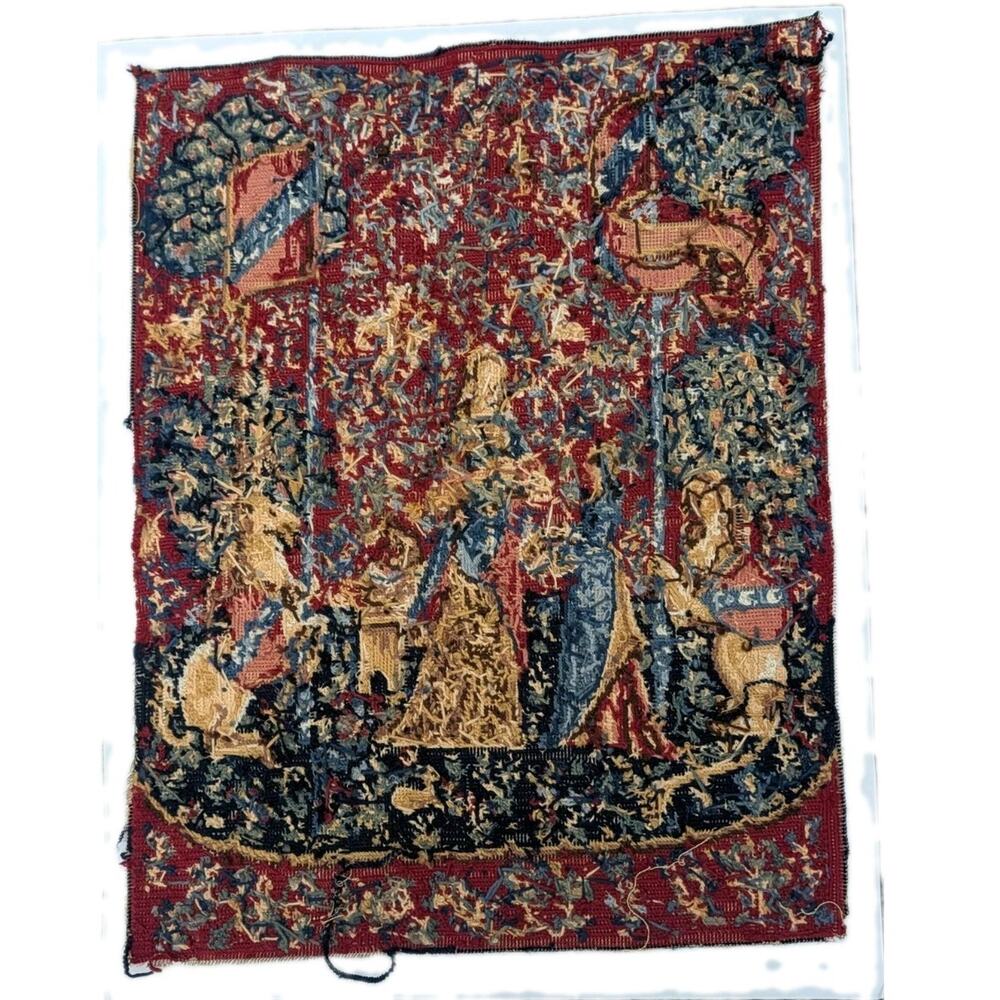 Tapestry The lady & The Unicorn 20”x 26” Medieval Unframed French Needlepoint - Picture 4 of 5